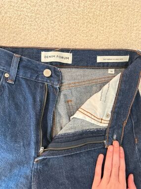 Aritzia Denim Forum Dark Blue High-Rise Wide Leg Jeans